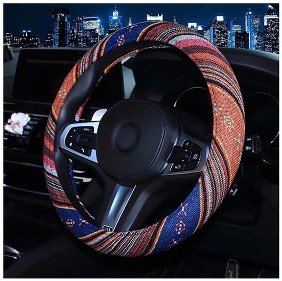 Guida di guida universale - Stile etnico - Assorbimento del sudore - Realizzato con un tessuto di cotone ruvido - Adatto per auto e camion - C-modello
