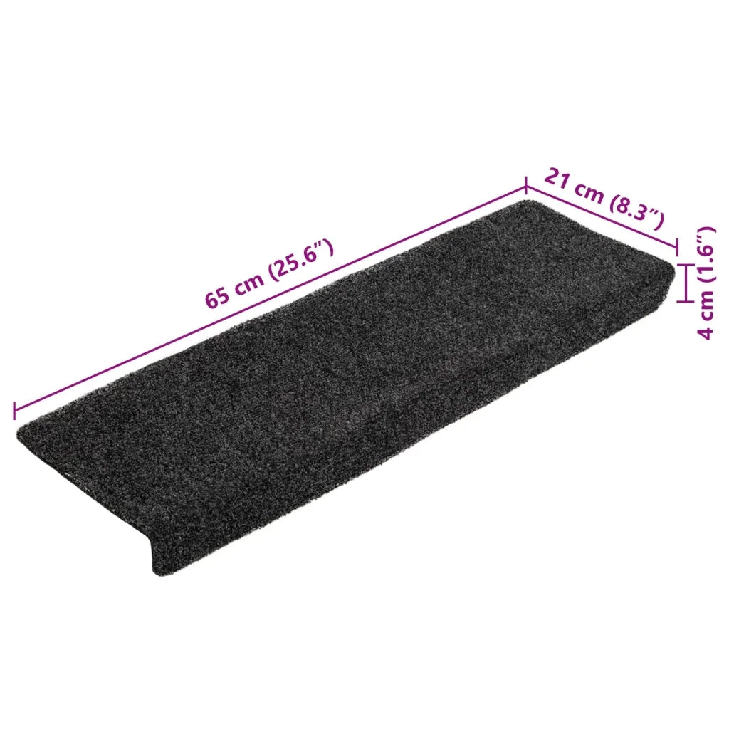 Tappetini per scale autoadesivi 10 pz | Gradini per Scale 65x21x4 cm Grigio Scuro bordo rettangolare