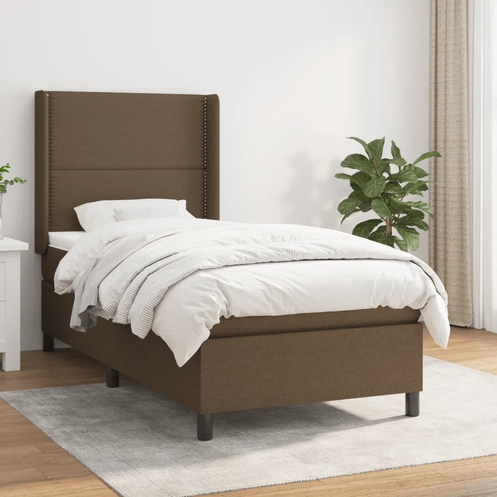 Giroletto a Molle con Materasso Marrone Scuro 90x190cm Tessuto cod mxl 34632