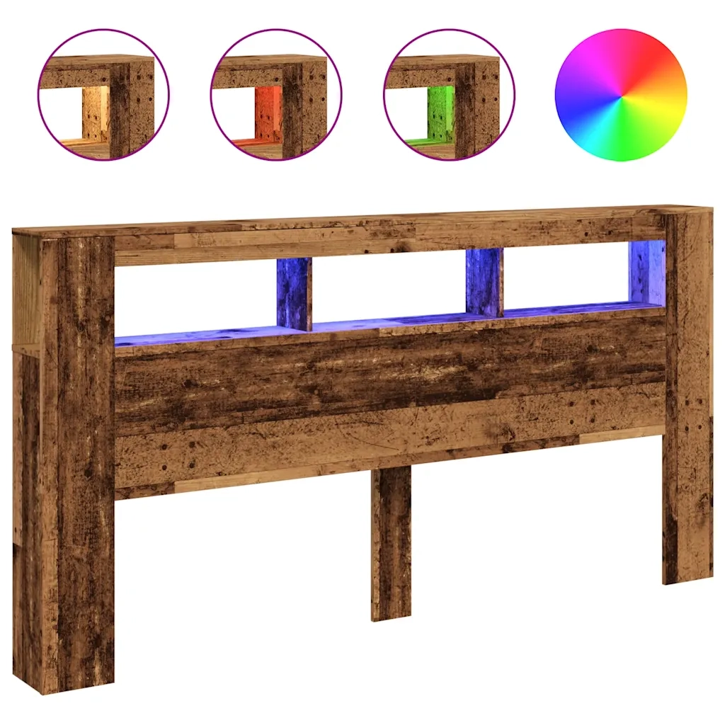 vidaXL Testiera LED Legno Antico 200x18,5x103,5 cm Legno Multistrato