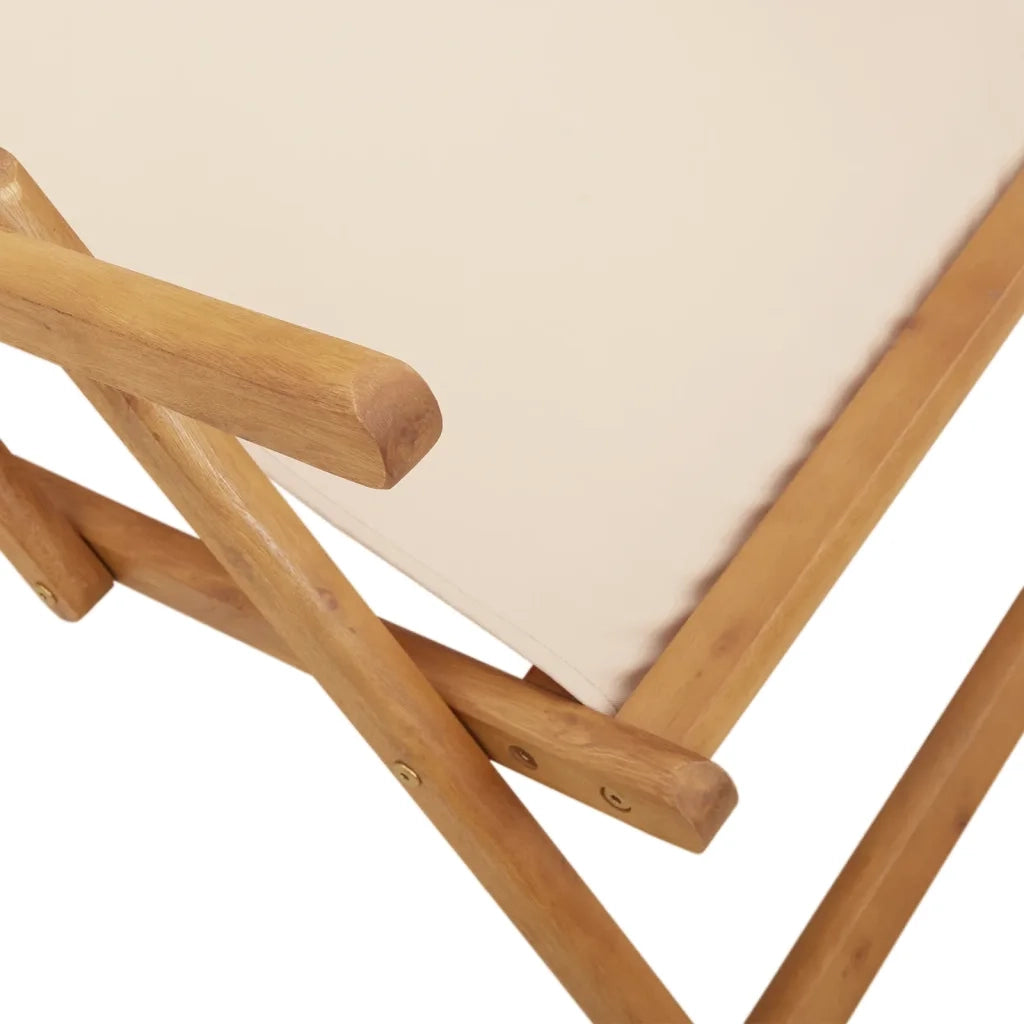 vidaXL Sedie da Spiaggia Pieghevoli 2 pz Beige in Tessuto e Legno