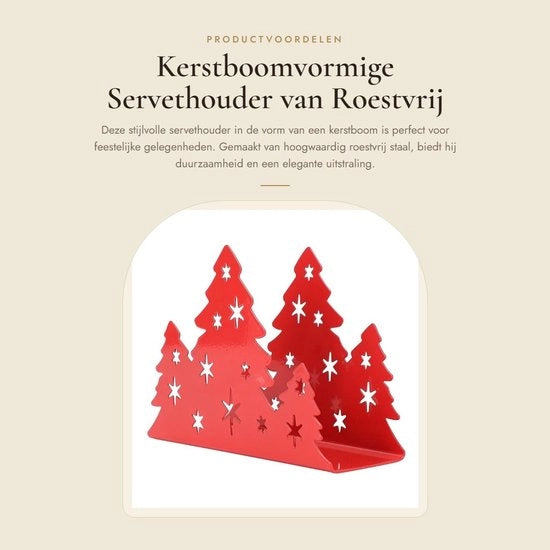 Servithouder in forma di albero di Natale - Acciaio inossidabile - Duraturo - Stilistico - Portaserviette in carta - Decorazione per tavola da pranzo - Portaserviette in carta per asciugare