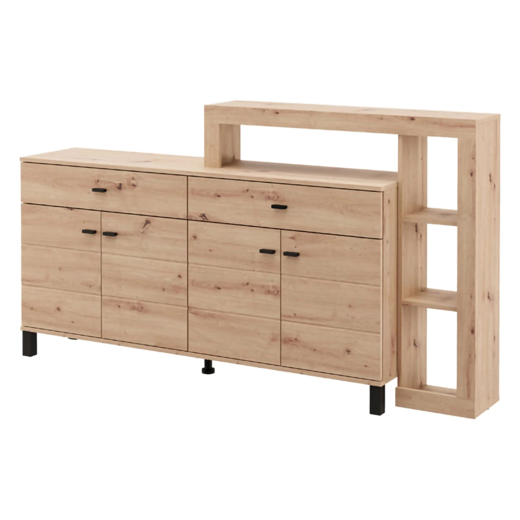 Madia Chefch, Credenza 2 Cassetti, 183x35x101h cm Marrone Rovere Nodi