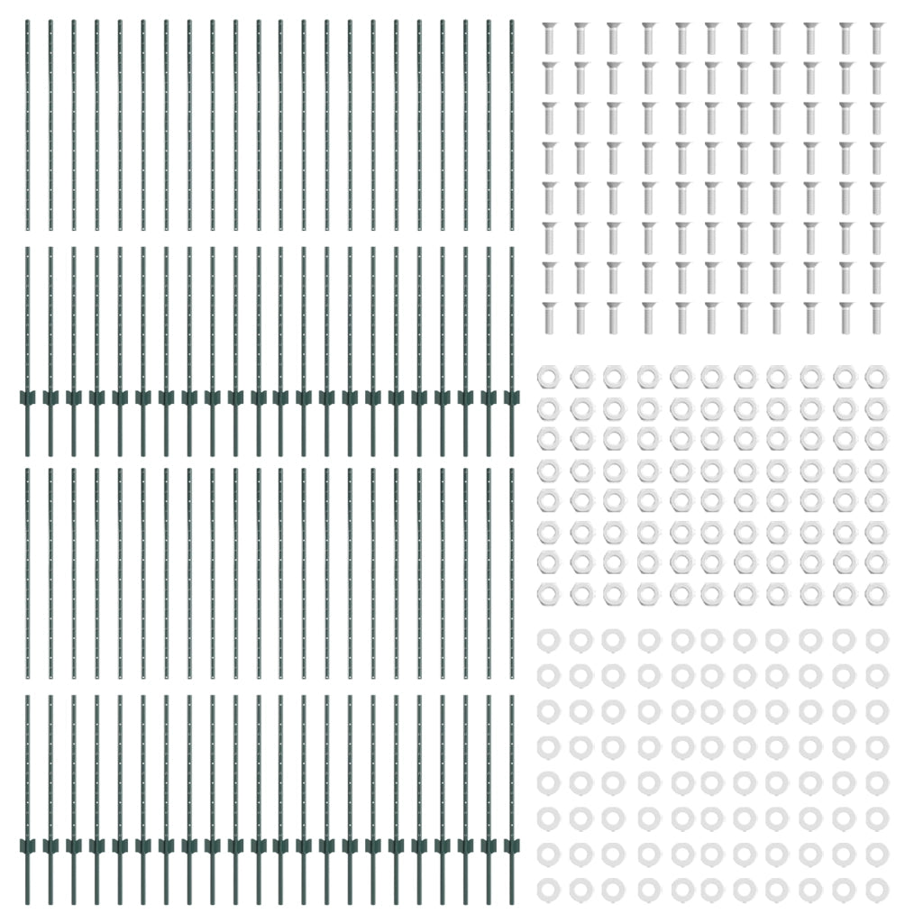 44 pcs Pali in Acciaio Verde U-Channel