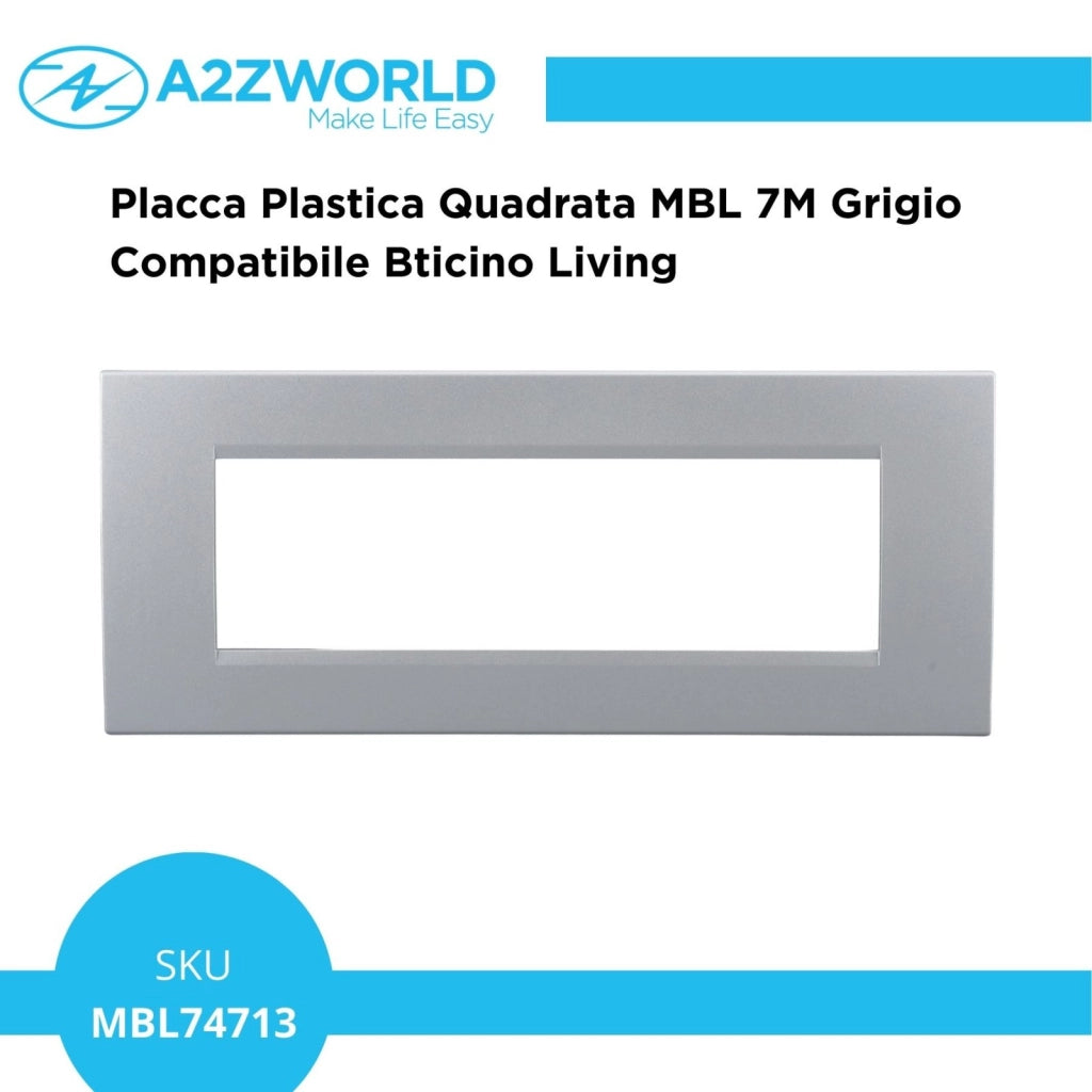 Placca Plastica Quadrata MBL 7M Grigio Compatibile Bticino Living BLN89706