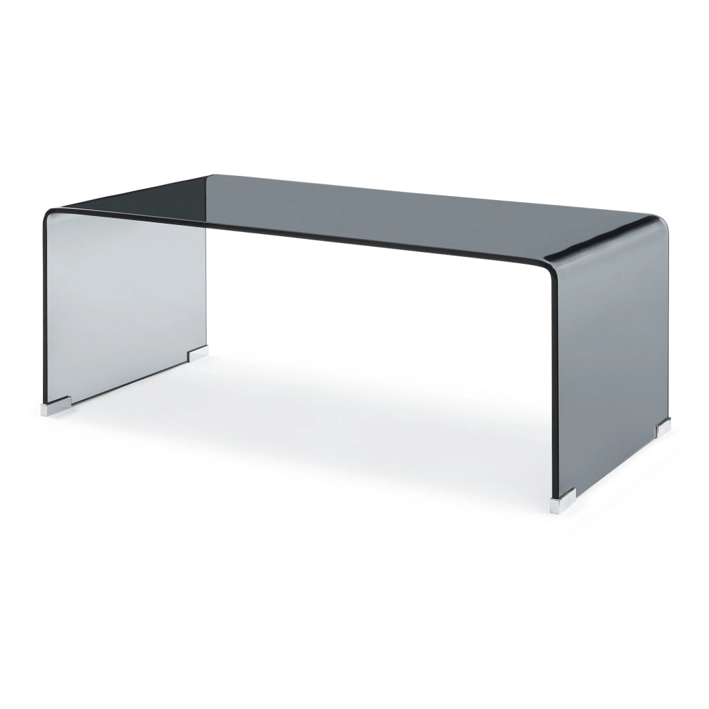Tavolino da Caffè Väsas in Vetro 90 x 45 x 35 cm - Grigio [en.casa]