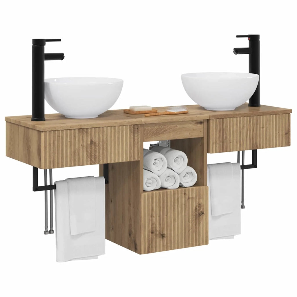 Set di mobili per il bagno 3 pz Rovere Artigianale 3405586