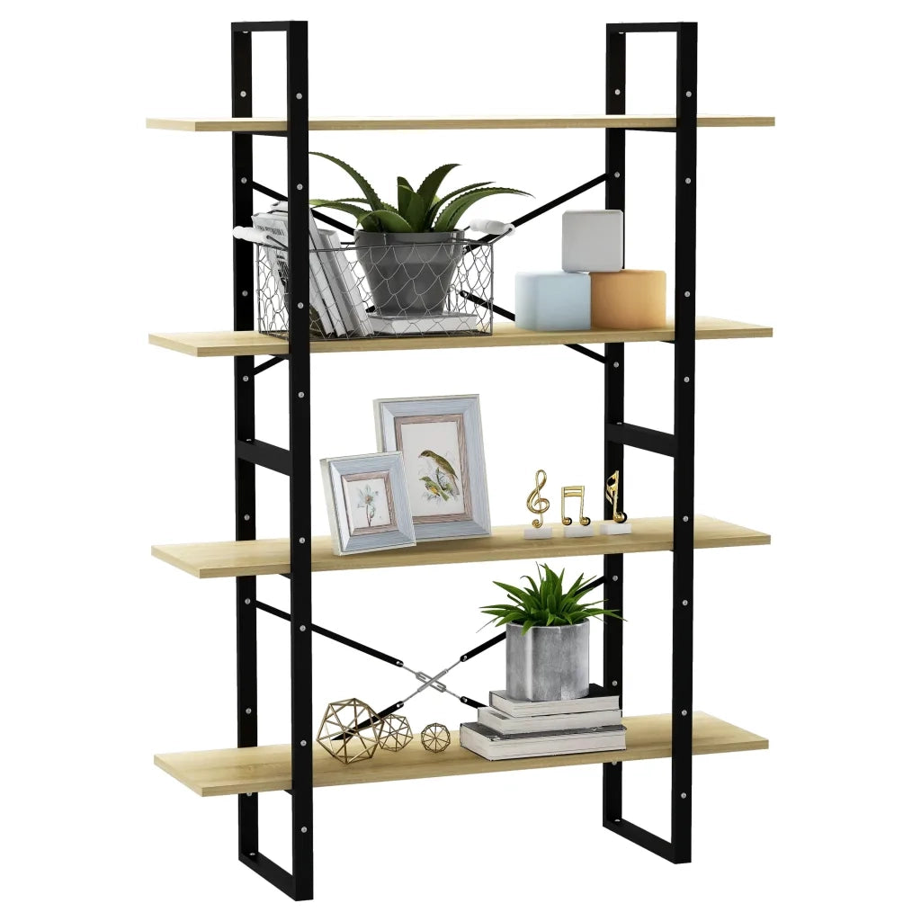 Libreria 4 Ripiani Rovere Sonoma 100x30x140cm Legno Multistrato 806480