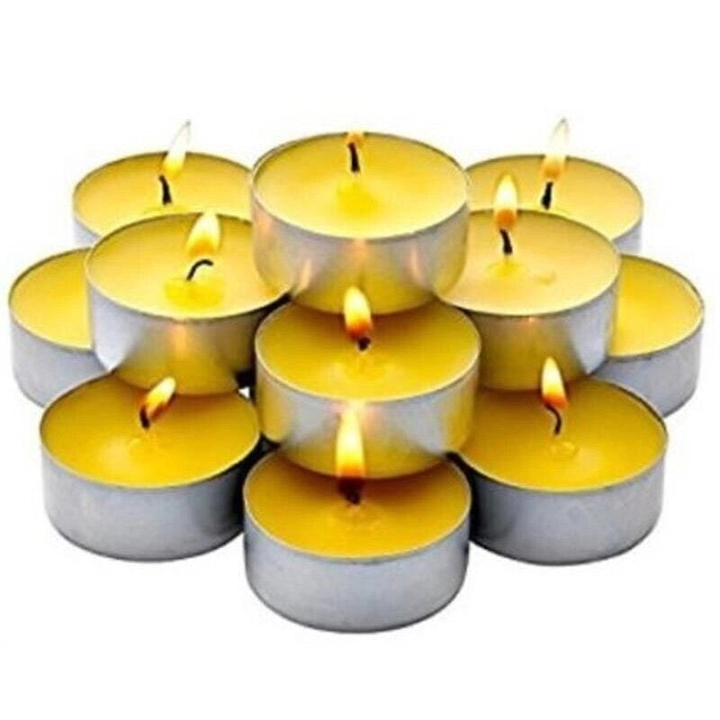 MAURY'S CANDELINE TEA LIGHT 90 PZ GIALLE CON OLIO DI CITRONELLA E BASE IN METALLO