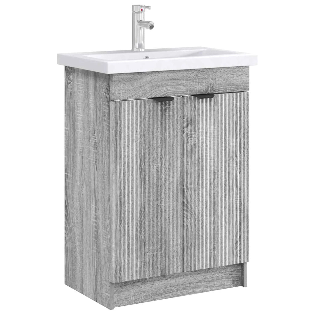 Mobiletto da bagno sotto il lavello Sonoma grigio