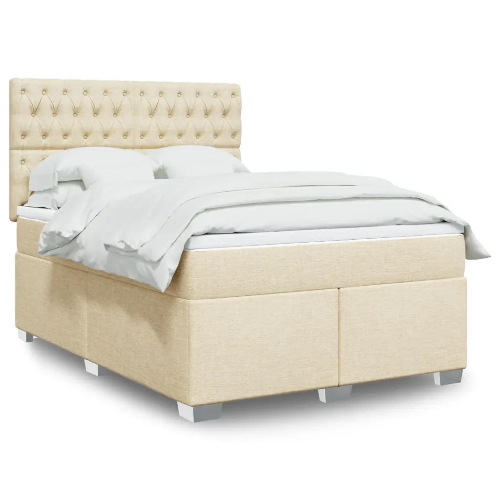 Giroletto a Molle con Materasso Crema 140x200 cm in Tessuto 3292823