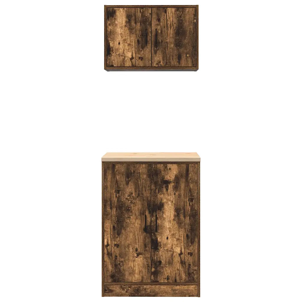 Armadi da Garage 2 pz Rovere Fumo in Legno Multistrato 3328309