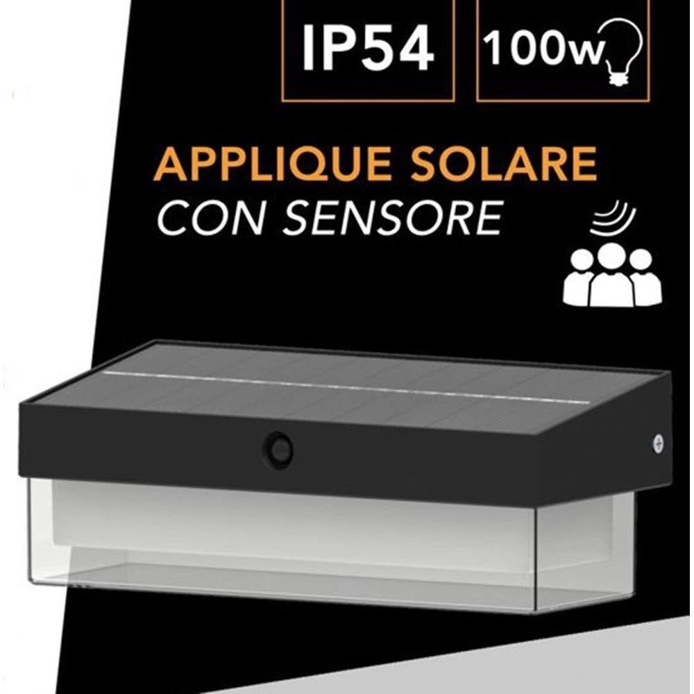 Trade Shop - Applique Solare Con Sensore Movimento 3 Modalità Luce 6000k Ip54 Da Esterno Zq-bd-006gy -