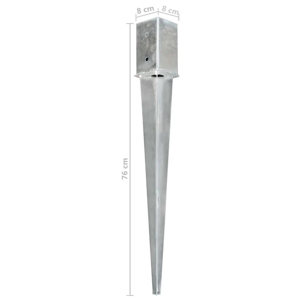 Picchetti di Terra 6 pz Argento 8x8x76 cm in Acciaio Zincato CFW9093694