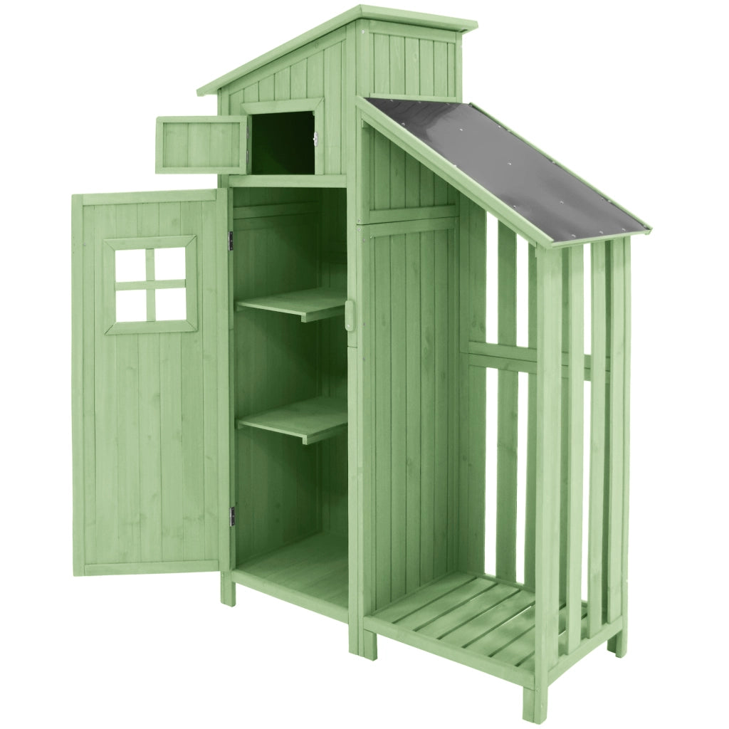 Capanno da giardino Armadio da giardino Armadio da giardino; Altezza x Larga: 124x46 cm; Altezza 124x46x174cm; adatto anche per piccoli giardini; Verde (Capanna di legno; 1 pezzo; Casa da giardino)