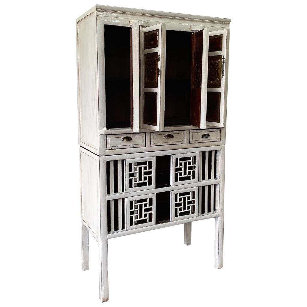 Armadio in legno bianco fatto a mano 96x42x175h cm