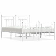 Letto matrimoniale | Letto per adulti | Giroletto con Testiera e Pediera Metallo Bianco 140x190 cm