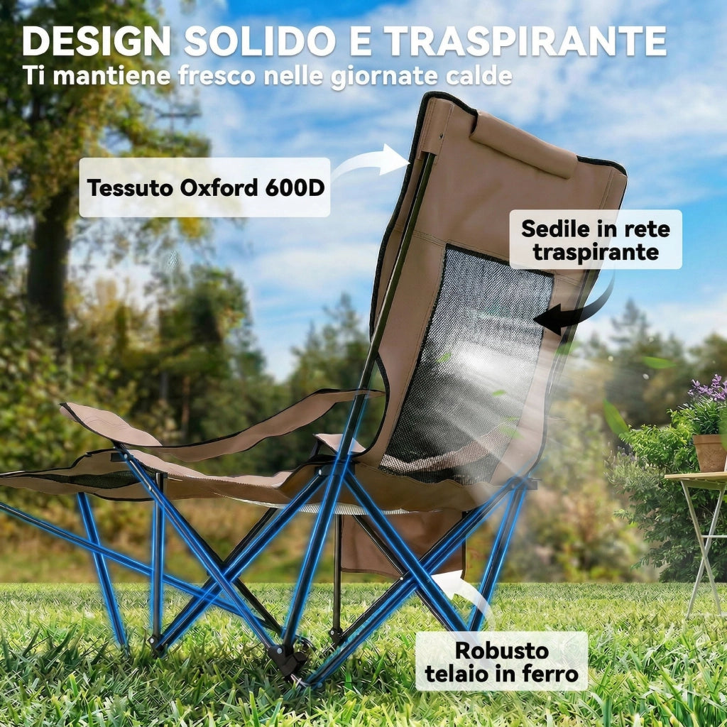 Set 2 Sedie Pieghevoli ¨C zephmum ¨C Tessuto Oxford e Metallo, Marrone e Nero