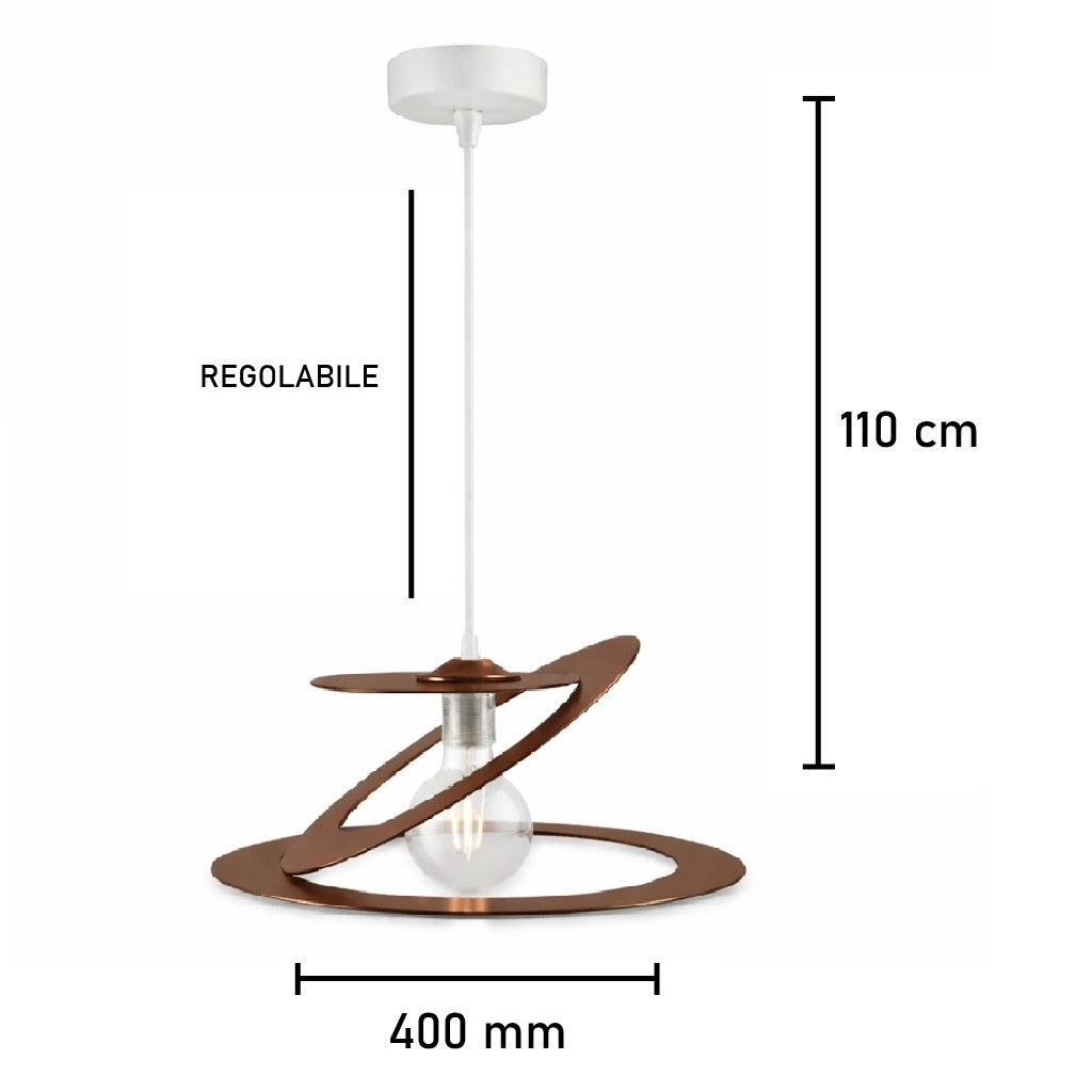 Lampadario Sospensione Metallo Taglio Laser 40 cm 1 luce  E27 Marrone Bruciato