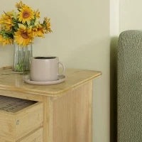 Set 2 Comodini con 2 Cassetti e Ripiano Inferiore in stile Nordico, in Bambù, 40x34x60 cm