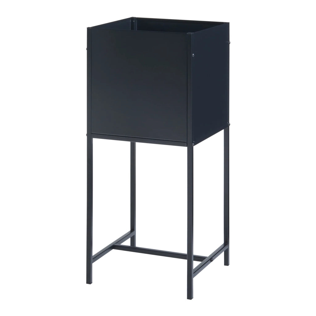 Supporto per piante con fioriera integrata metallo 70 x 30 x 30 cm nero 03_0010712