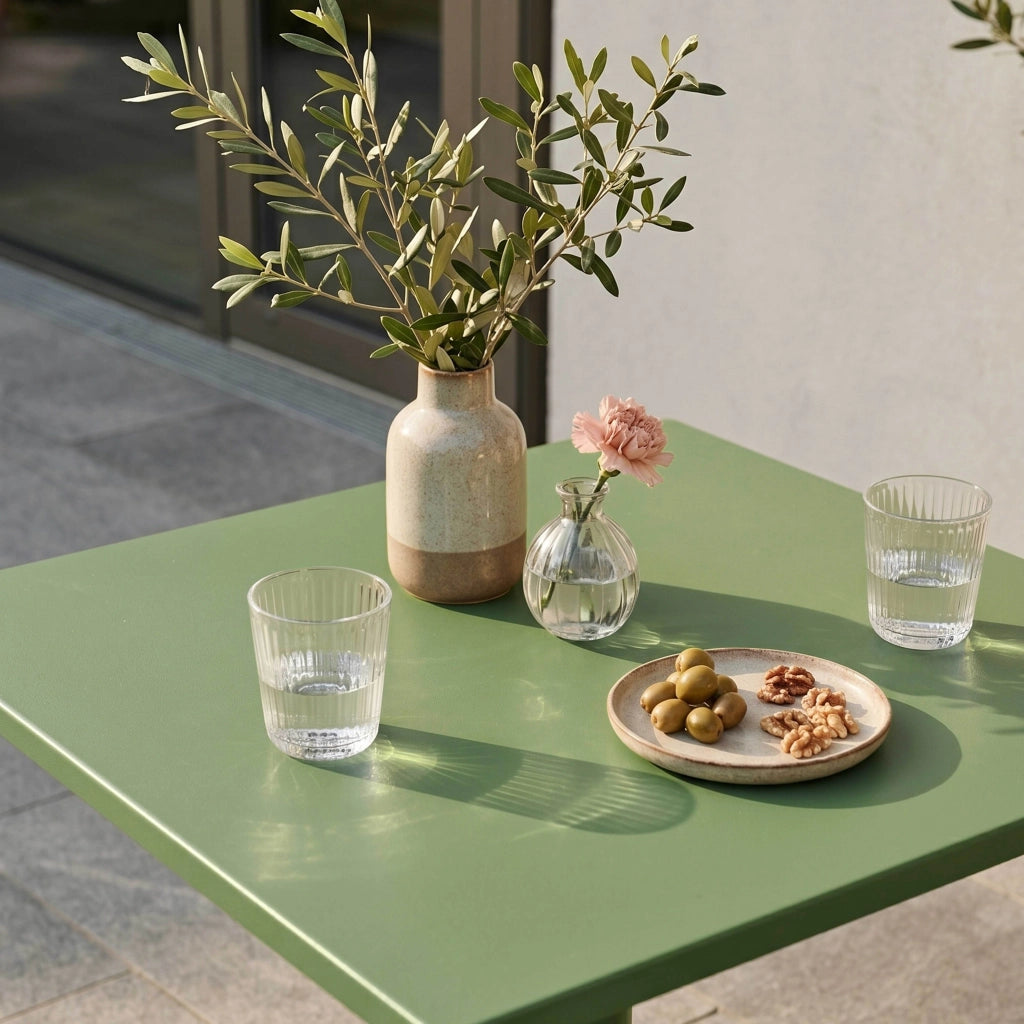 Oviala - Tavolo da giardino bistrot quadrato con piano pieghevole verde cactus