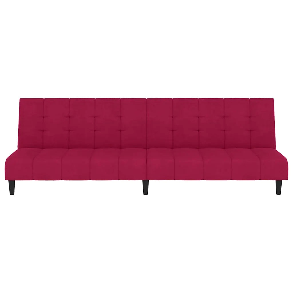 Divano Letto a 2 Posti Rosso Vino in Velluto 375768