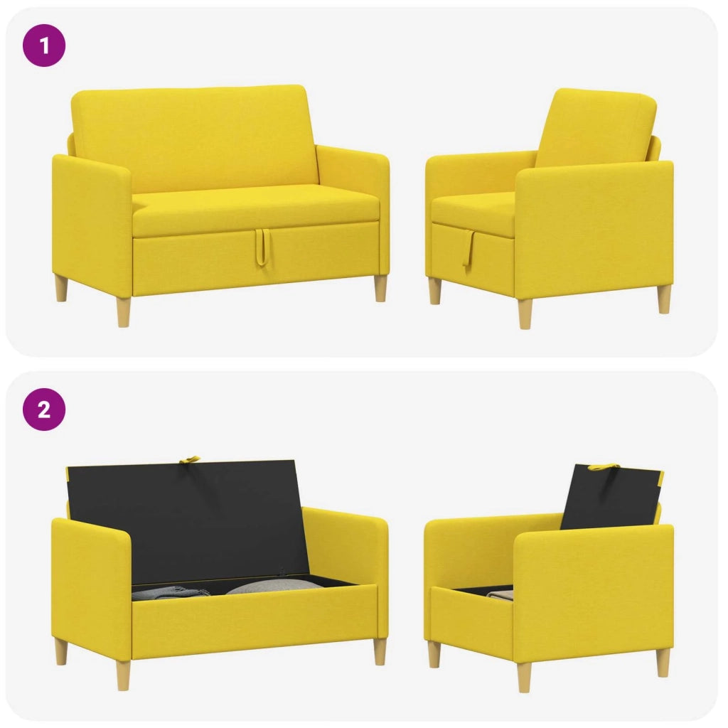 Set di Divani con Storage 2 pcs Giallo Chiaro Poliestere 3429158