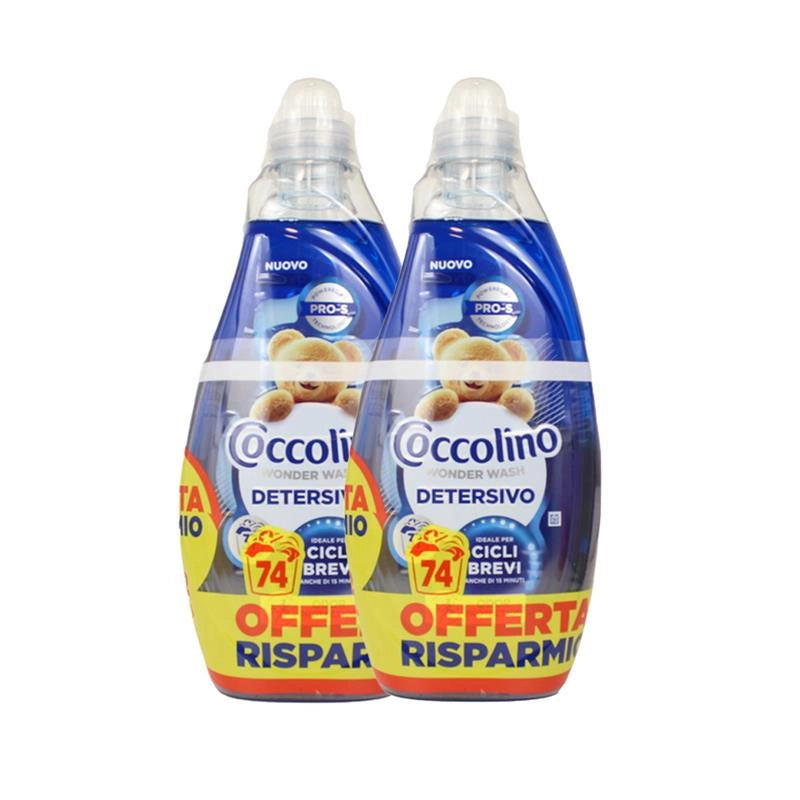 COCCOLINO WONDER WASH DETERSIVO BUCATO LAVATRICE ODOR PROTECTION CICLI BREVI 1,48LT - 2 PEZZI