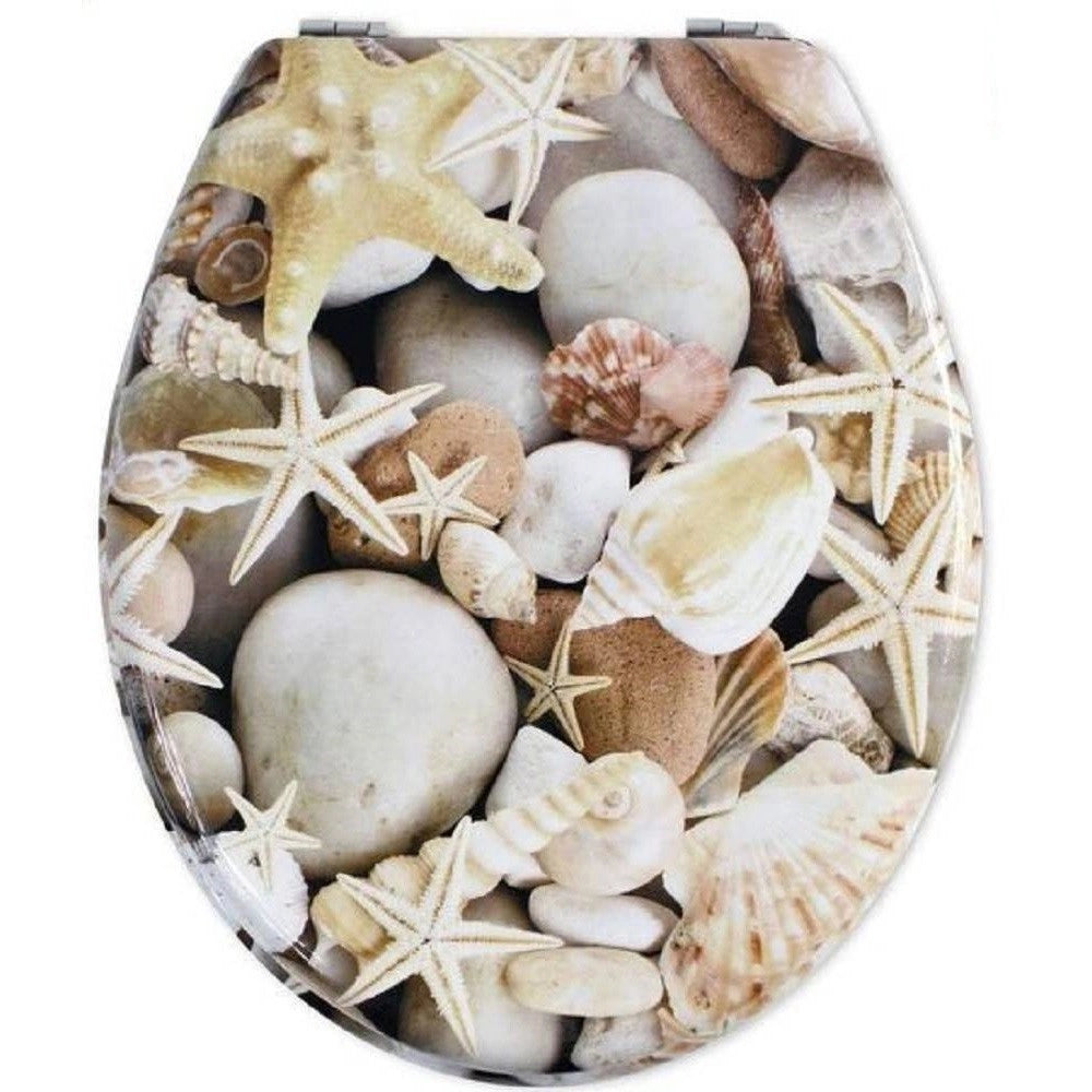 Trade Shop - Copriwater Copri Sedile Wc Universale Cerniere Stelle Marine Conchiglie 52730 -        3,5