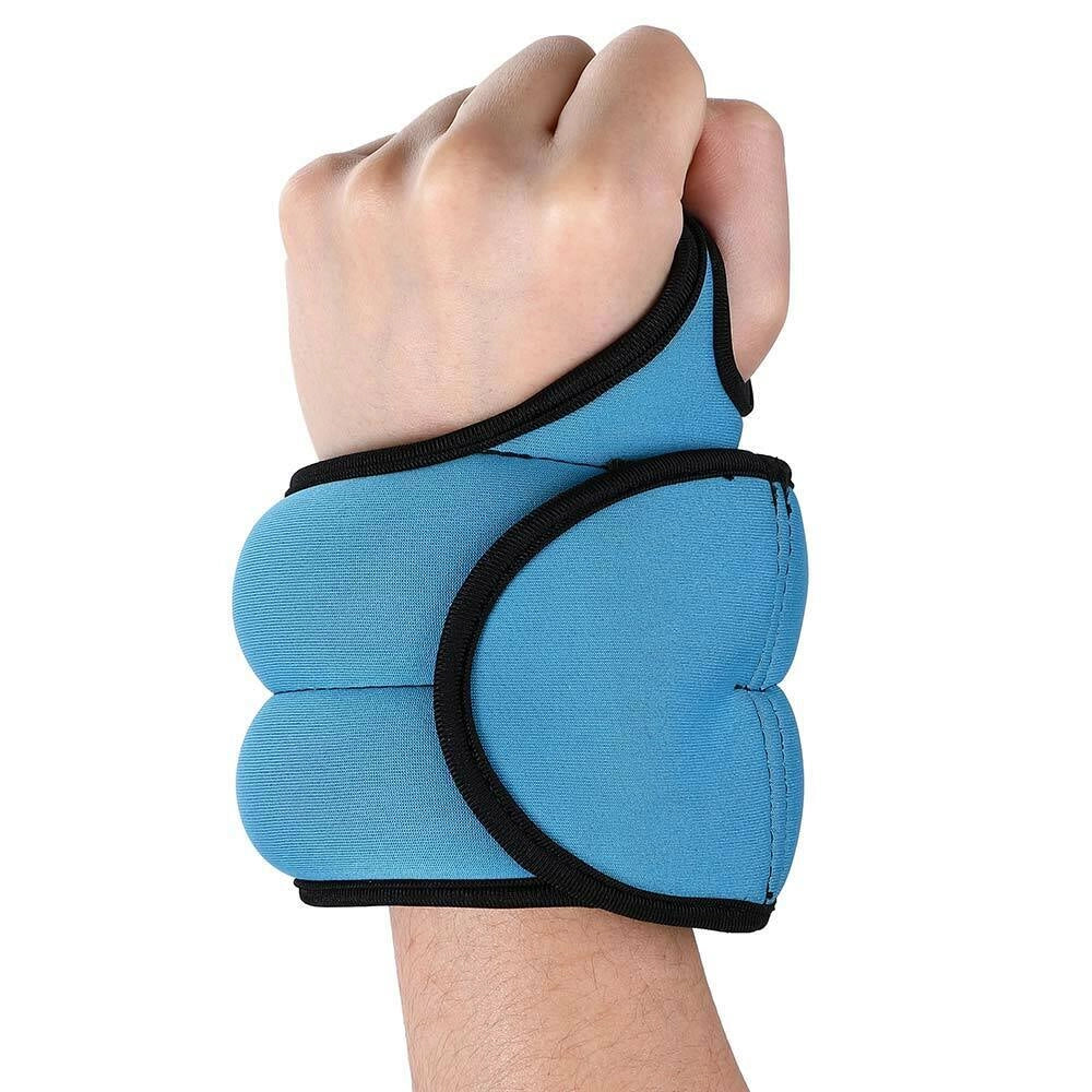 Set 2 Pesi Polsi e Caviglie 1 kg Allenamento Palestra Aerobica Fitness Blu