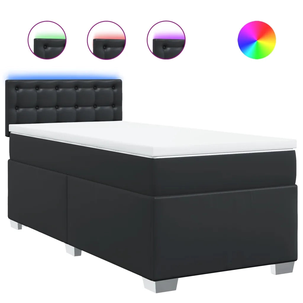 Giroletto a Molle con Materasso Nero 90x200 cm in Similpelle