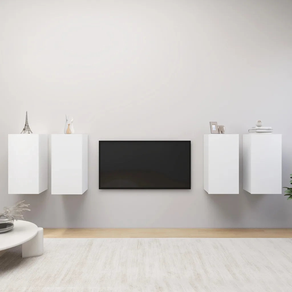 Mobili Porta TV 4 pz Bianchi 30,5x30x60 cm in Legno Multistrato 3078740