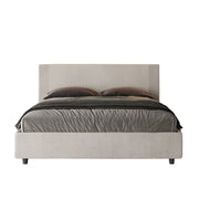 Letto imbottito Matrimoniale 160x190 cm tessuto Labirinto Rosal - Con rete,Bianco/Bianco
