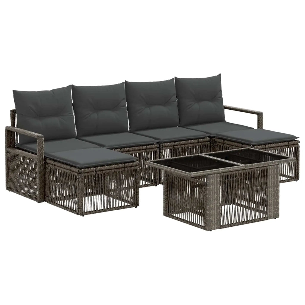 Set Divano da Giardino 7 pz Grigio e Grigio Scuro polyrattan 3437135