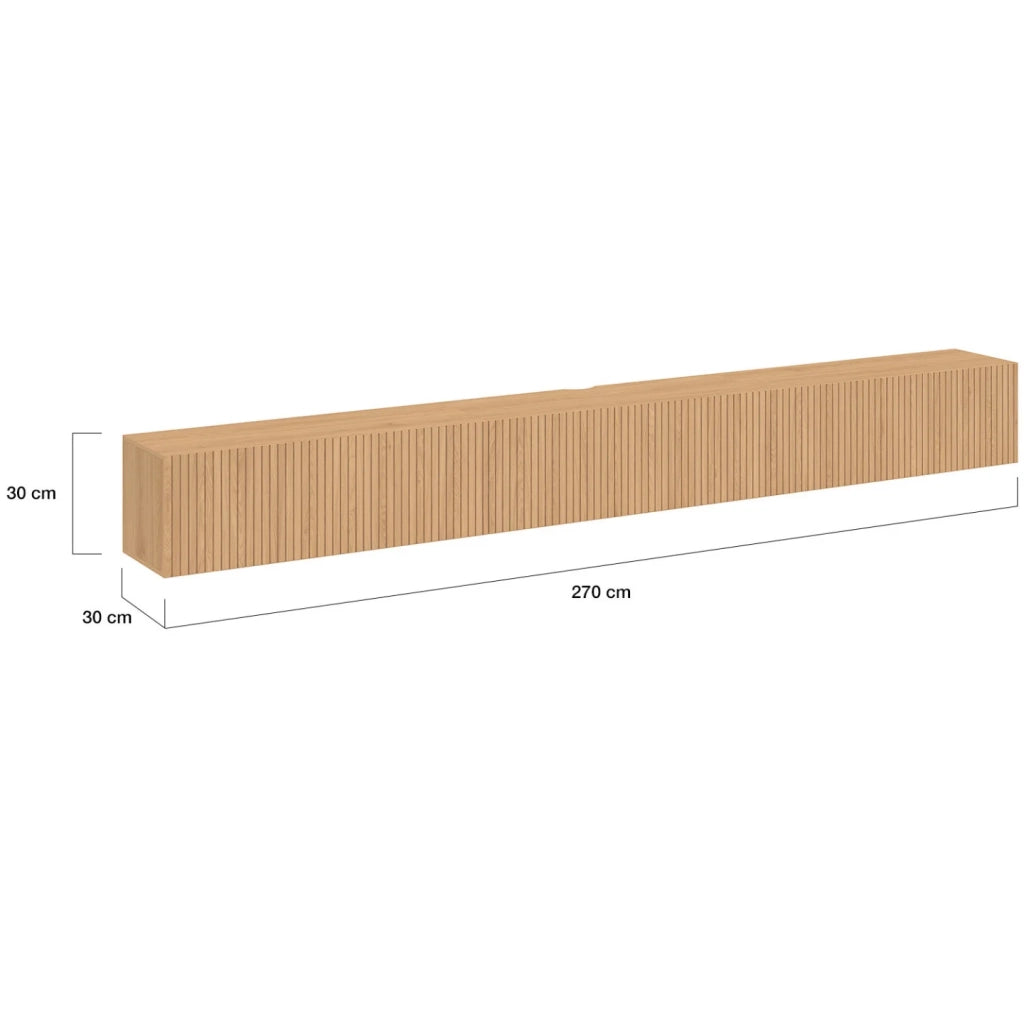 IDMarket - Mobile TV sospeso JULIETTE 270 cm con 3 doghe in legno color rovere
