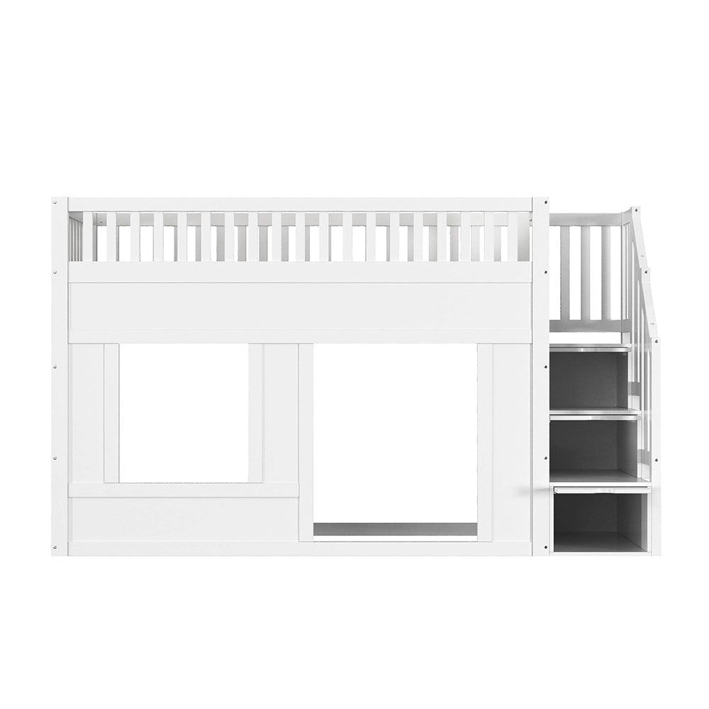 Letto a Soppalco Bambino 90x200cm - Xylo - Multifunzione con Armadio-Scala, Bianco