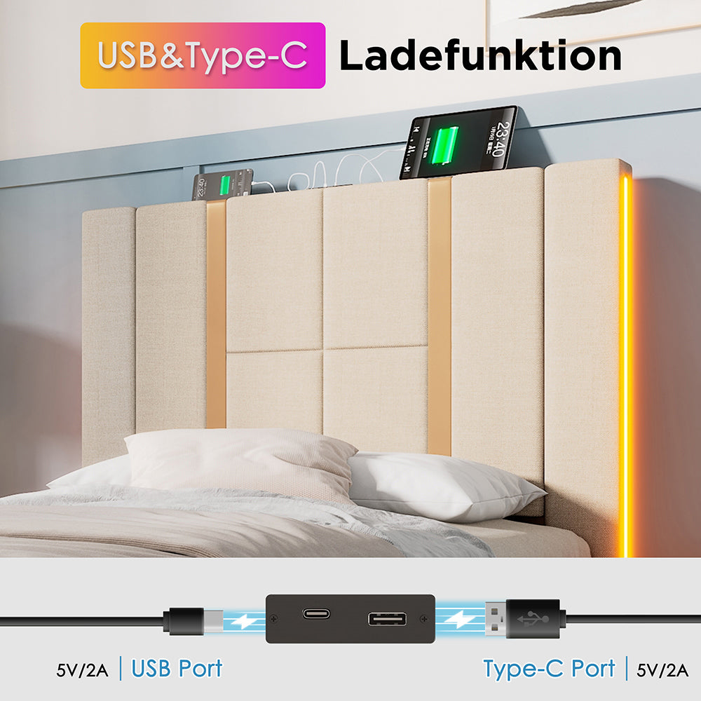 Letto a ribalta per adulti - Xylo - 90??200 cm - Beige - APP-Control LED