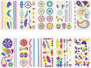 Accessori per festival - Tatto temporanei 10 strisce - Tatto autoadesivi - Tatto luminosi - Neon UV - Blacklight - Accessori per eventi - Durata 3-5 giorni - Tatto neon