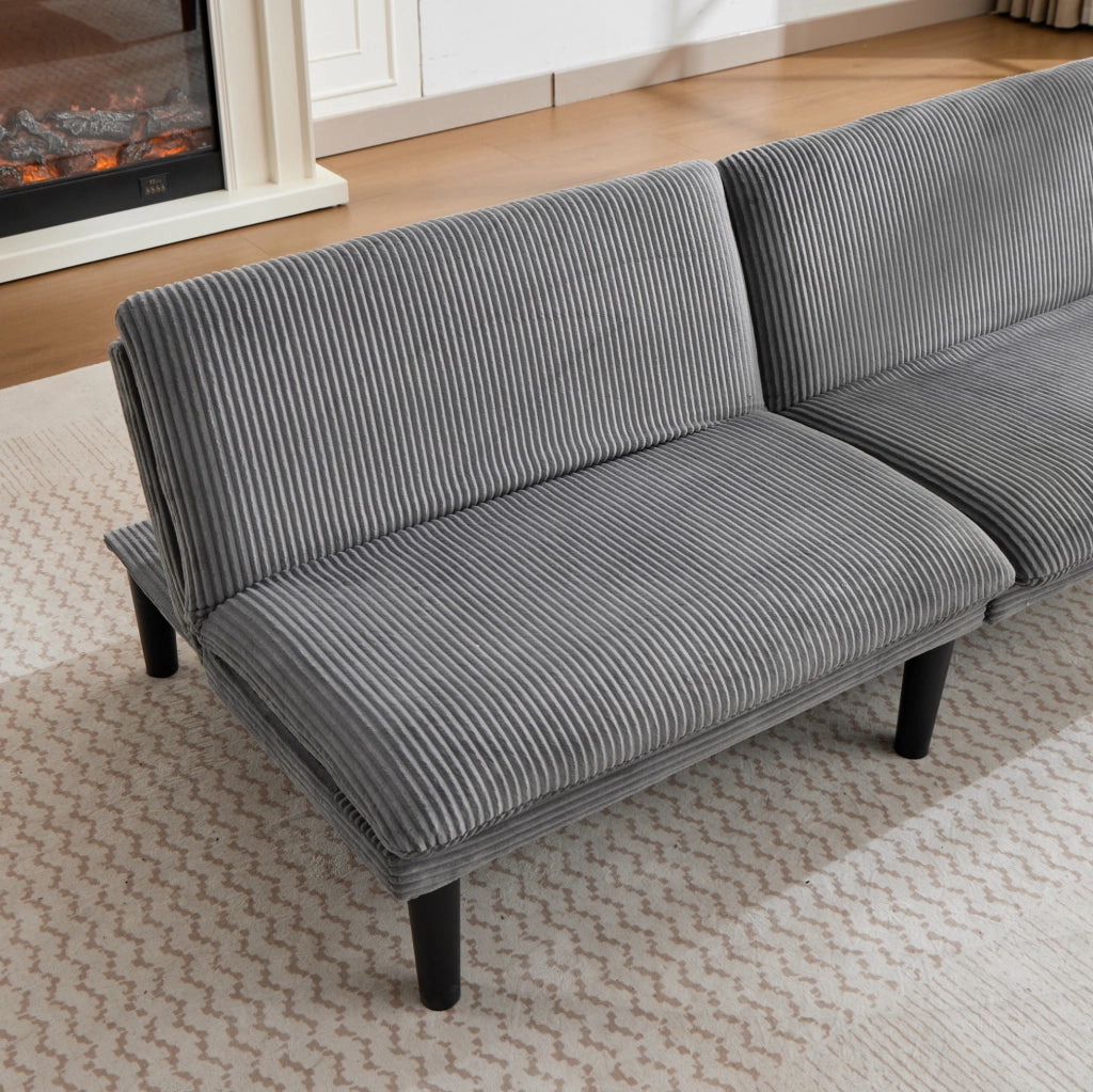 Divano letto con schienale regolabile in velluto grigio
