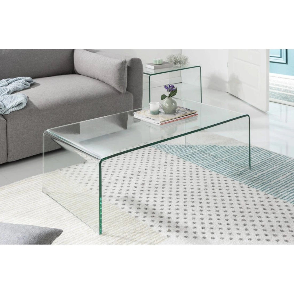Tavolini impilabili HOLOW – Set di 2 tavolini bassi design in vetro temperato