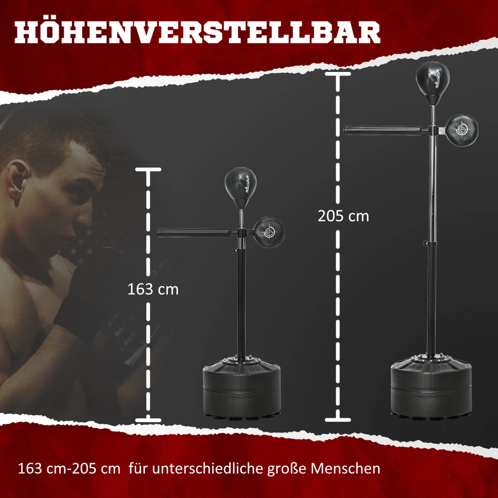 Punchingball regolabile in altezza, 360¡ã girevole, con fasce da boxe, Nero ¨C zephmum ¨C 80.5x48x163-205 cm