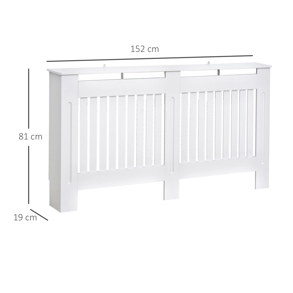 Copritermosifone a Doghe in MDF per Casa e Ufficio, 152x19x81 cm, Bianco