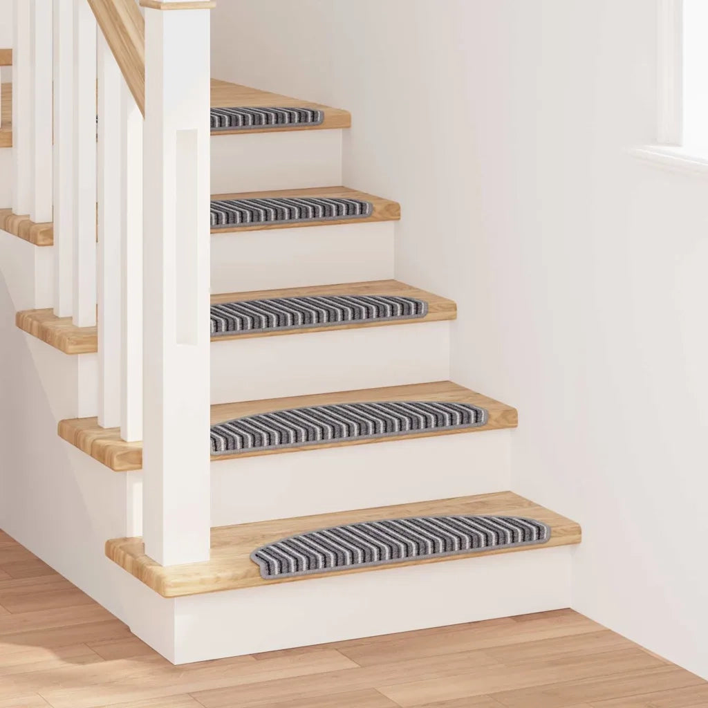 Tappetini per scale autoadesivi 15 pcs Grigio 65 x 21 x 4 cm