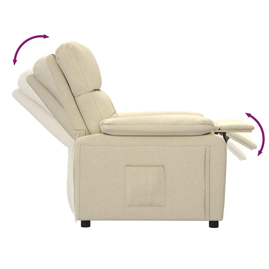 Divano Sedia-Poltrona Reclinabile in Tessuto Crema 376730