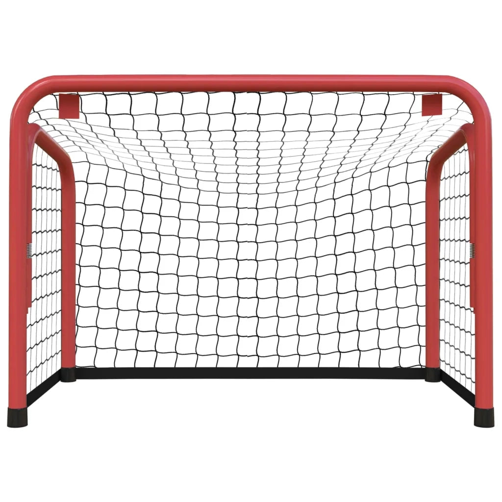 Porta Hockey Rete Rossa e Nera 68x32x47 cm Acciaio e Poliestere