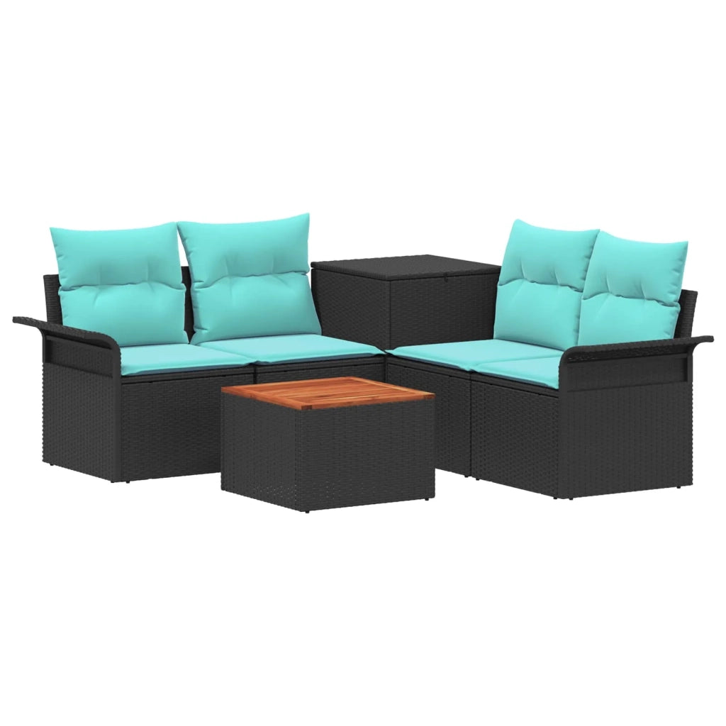 Set di divani 6 pz 4-Numero di posti Nero e Blu 3447075