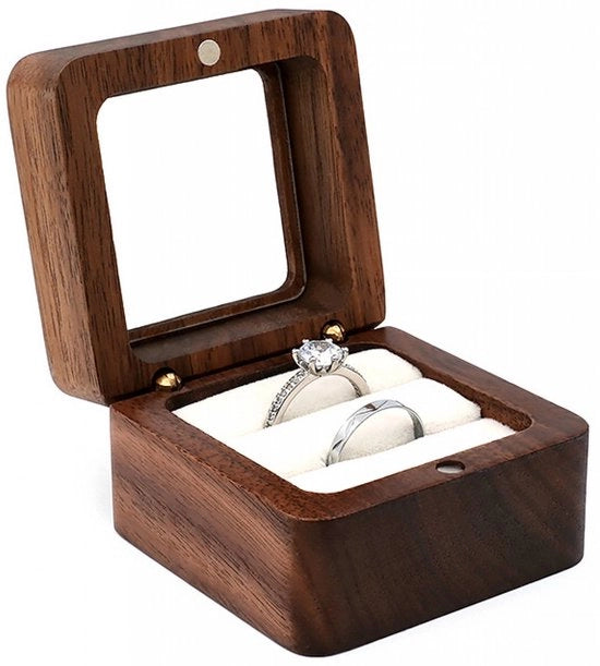 Scatola per anelli in legno - Matrimonio - Proposta - Scatola per gioielli - Sposalizio - Scatola per orecchini - Scatola per anelli in legno lussuosa