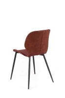 E-STYLO Sedia da pranzo in soft touch cuoio scuro e gambe in metallo nero, 55cm X 45cm H. 83cm.
