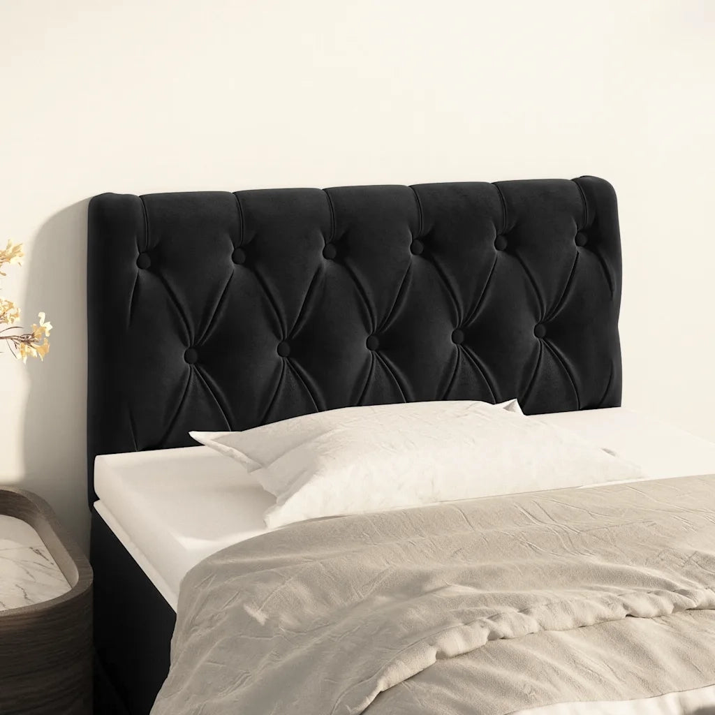 Testiera-Testata-Testiera Decorativa Nera 80x7x78/88 cm in Velluto